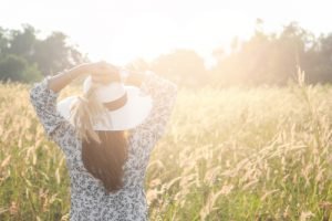 Woman in meadow